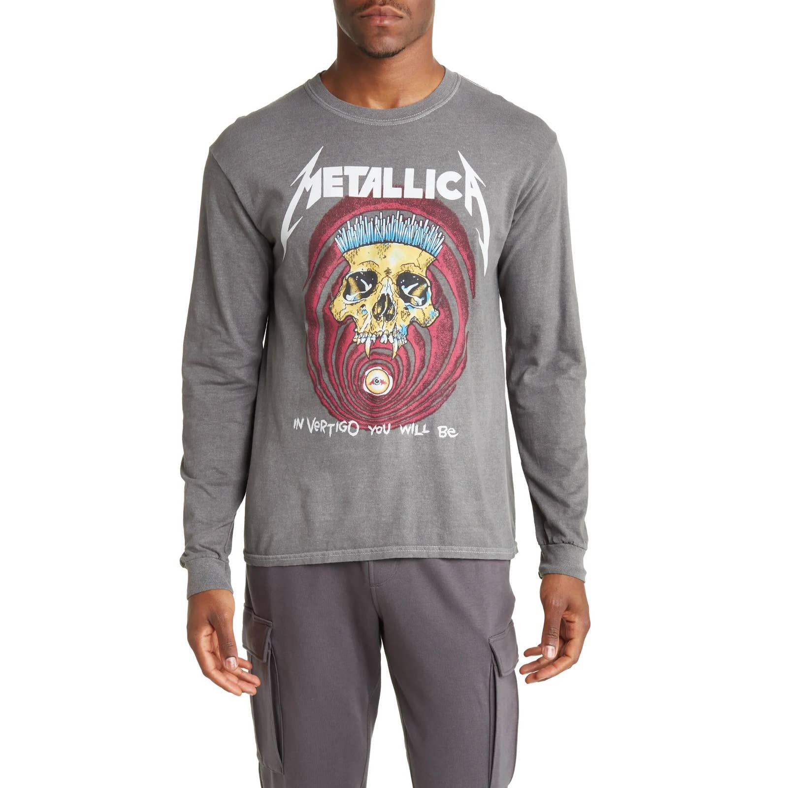 Metallica Men's Officially Licensed Vertigo Vintage Wash Long Sleeve Tee T-Shirt